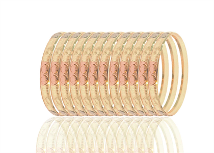 6 mm Regular 3Tone Diamond Cut Bangle Bracelets